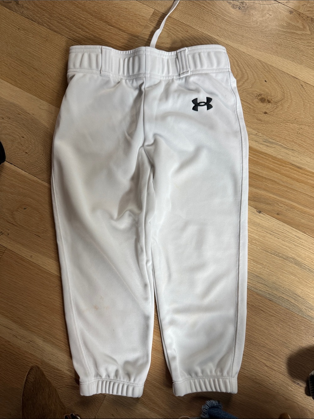 Under Armour White Kids Jogger Pants with Black Logo